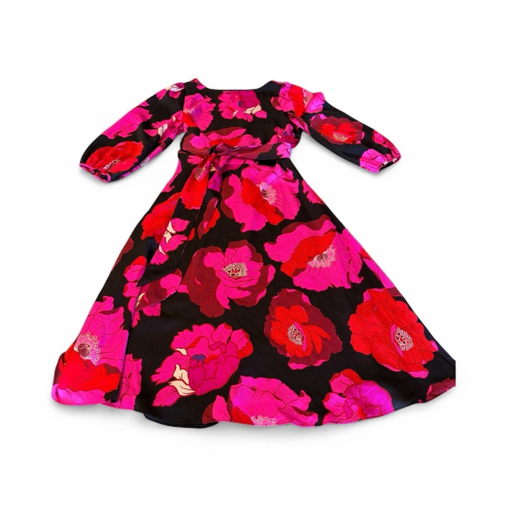 Talbots Satin Fit and Flare Dress Blooming Floral